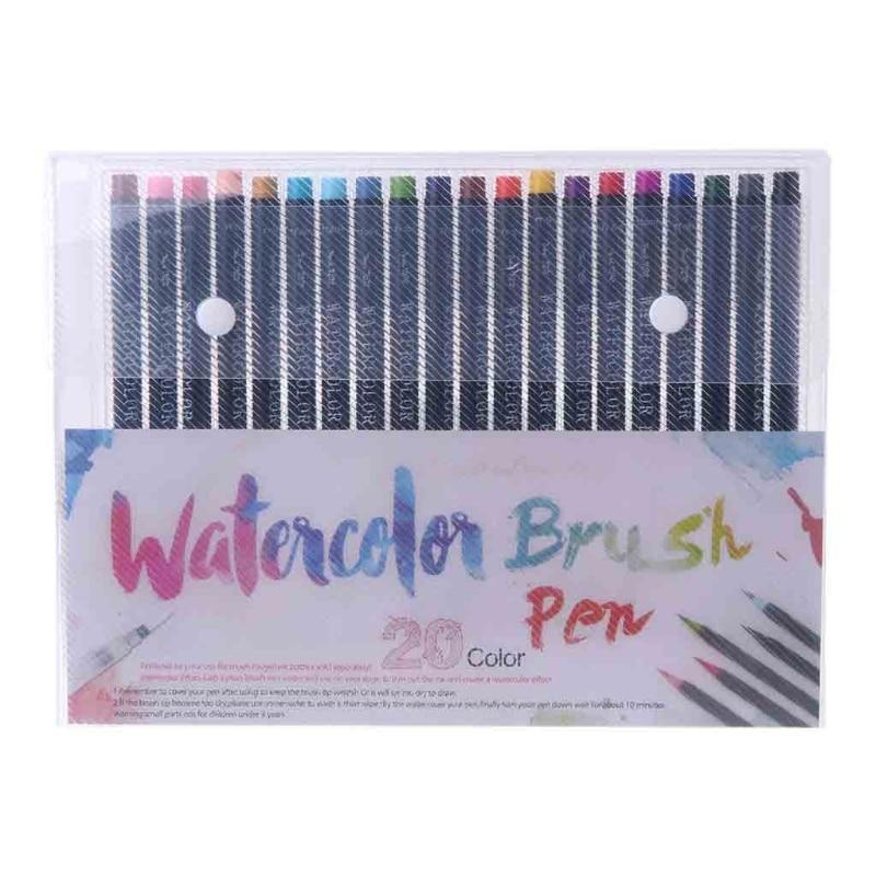 20 Colors Watercolor Soft Brush Calligraphy Pen