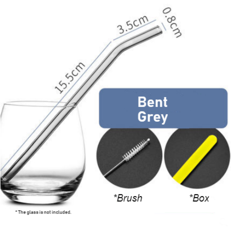 Colorful Reusable Clear Glass Straw With Brush & Box, For Smoothie, Milkshakes & Soup