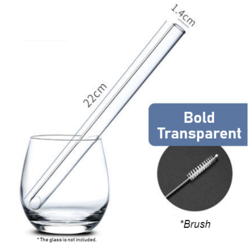 Colorful Reusable Clear Glass Straw With Brush & Box, For Smoothie, Milkshakes & Soup