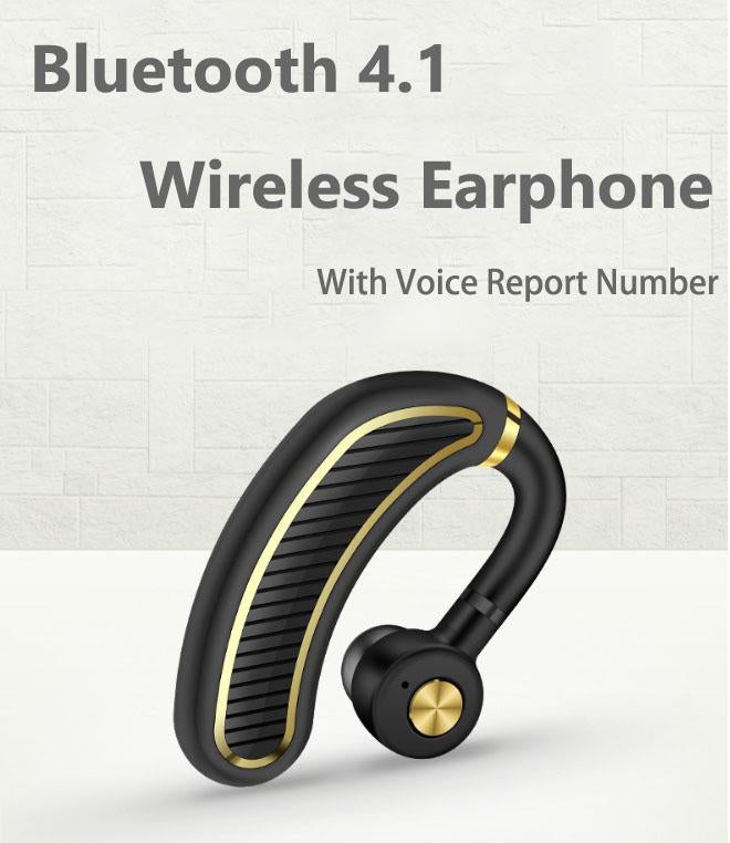 Bluetooth 4.1 Single-Ear Earphone with Mic & Voice Number, Noise Reduction, Waterproof, 8-Hour Talk Time, and Charging Case – Ideal for Business and Sports