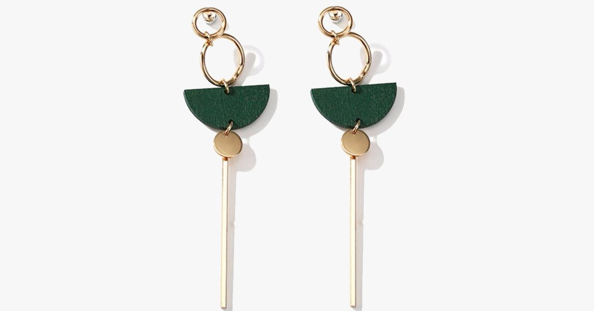 Green Wood Earrings