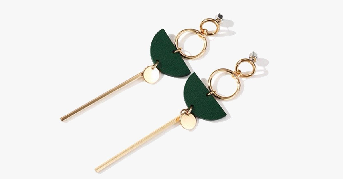 Green Wood Earrings
