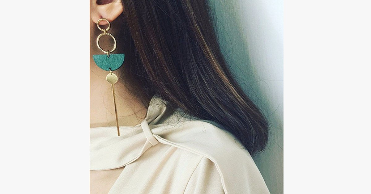 Green Wood Earrings