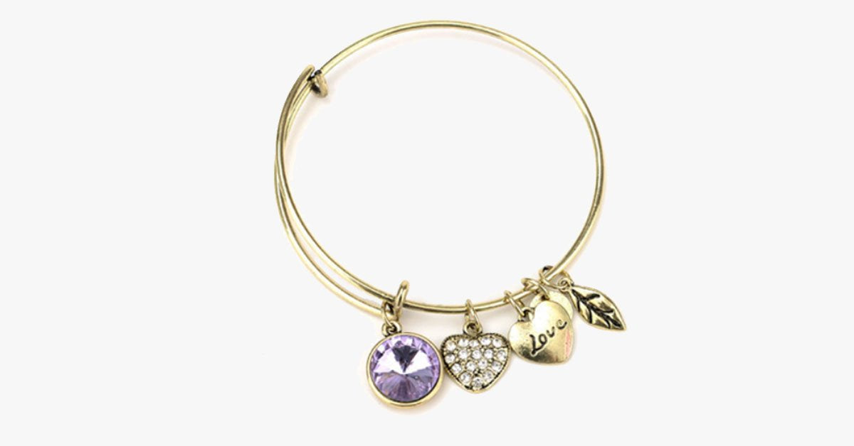 June Birthstone Charm Bangle