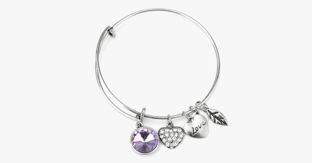 June Birthstone Charm Bangle