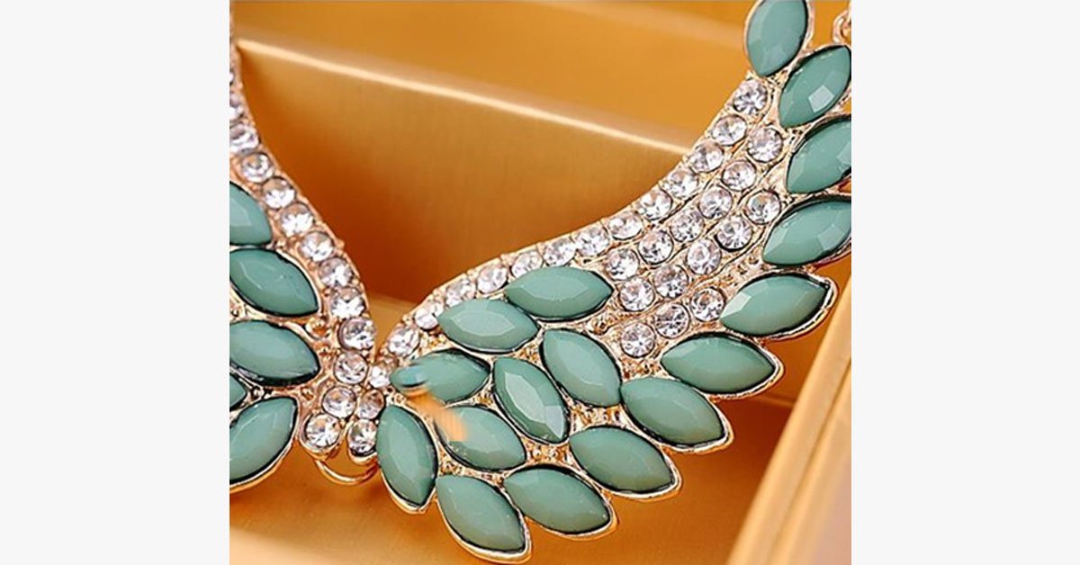 Turquoise Beads Angel Wing Statement Necklace
