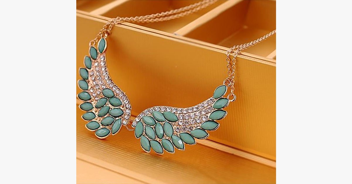 Turquoise Beads Angel Wing Statement Necklace
