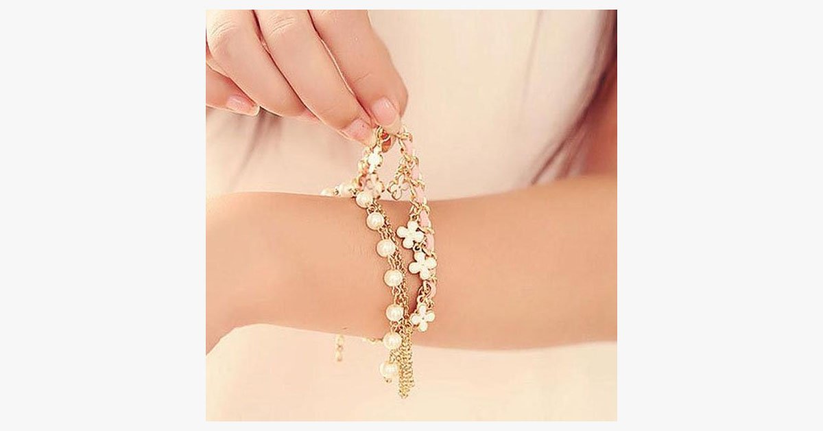 Clover Flower Pearl Bracelet