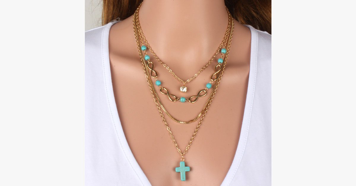 Turquoise Cross Chic Necklace