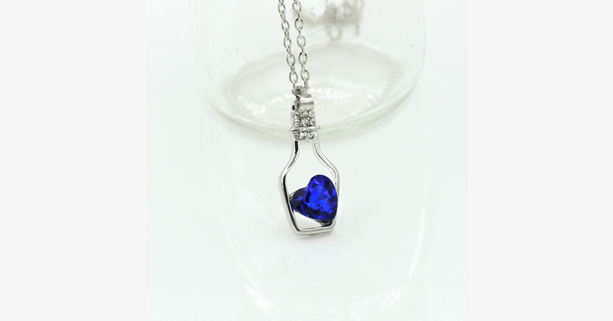 Love Bottle Gemstone Pendant Necklace - For Whenever You Need a Sip of Love