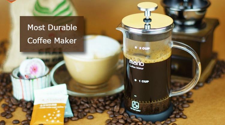 Most Durable Press Coffee Maker Made of 3 mm Thick Borosilicate Glass