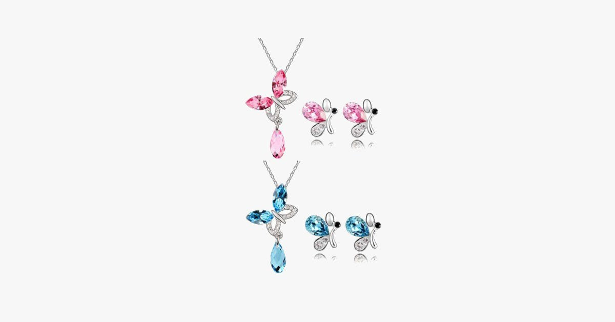 Butterfly Necklace and Earring Family Set