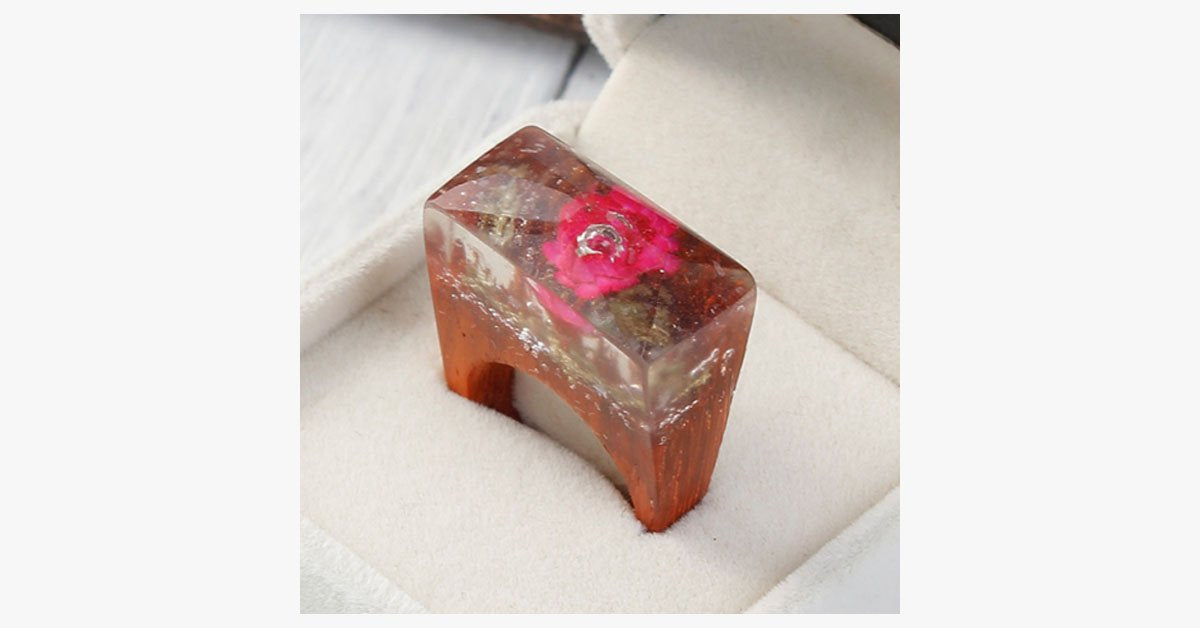 Ethereal Blossom Flower Wood Ring