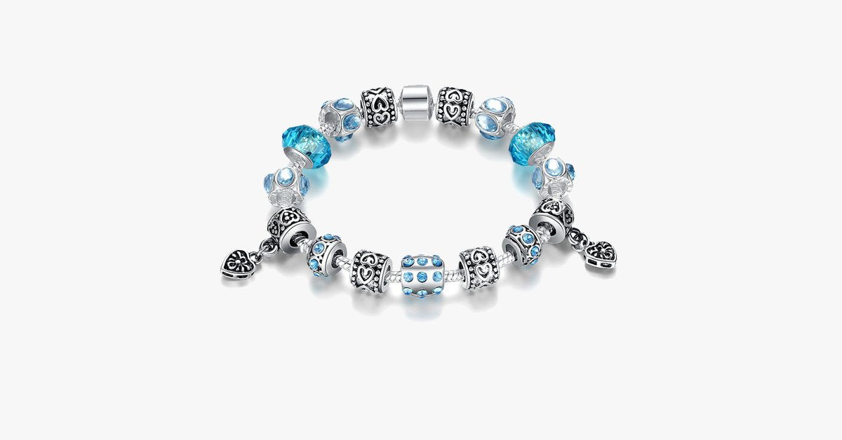 European Crystal Charm Bracelet
