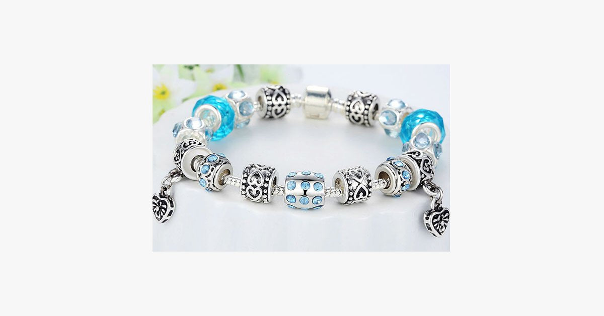 European Crystal Charm Bracelet