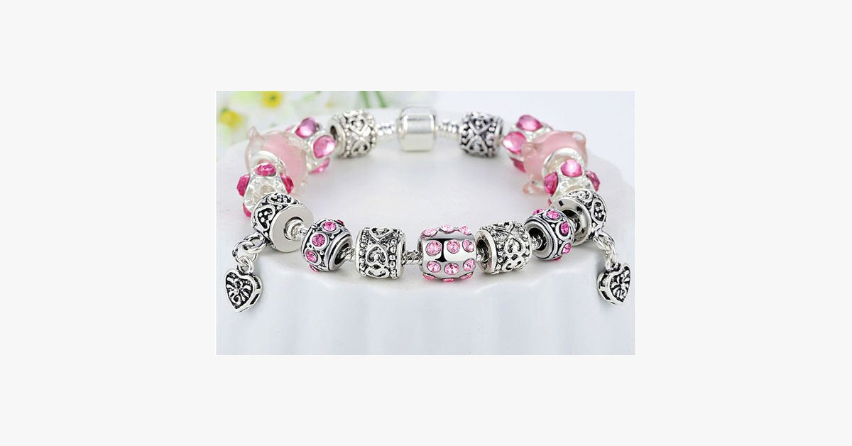 European Crystal Charm Bracelet