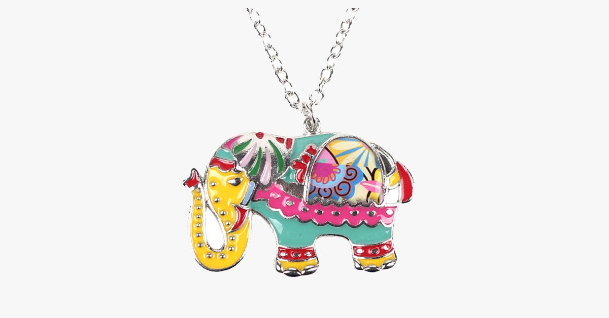 Colorful Elephant Pendant Necklace