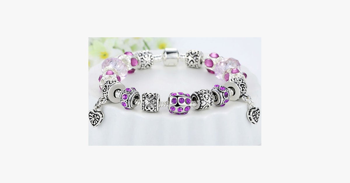 European Crystal Charm Bracelet