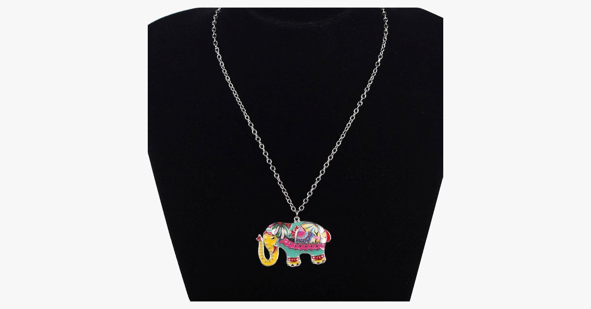 Colorful Elephant Pendant Necklace