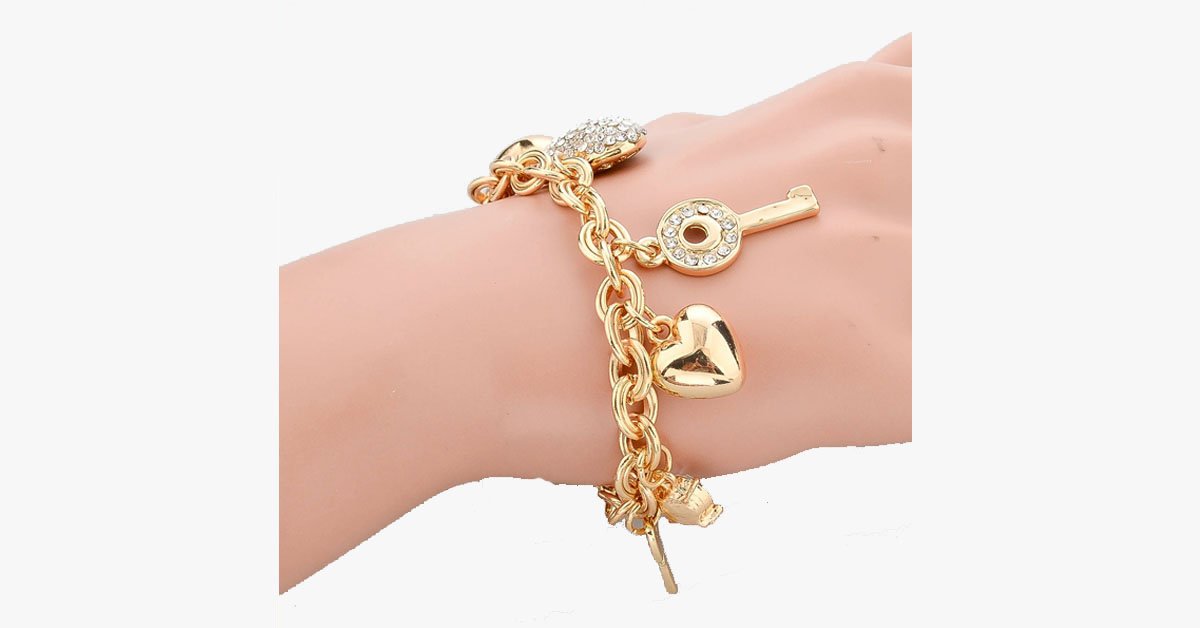 Heart Beetle Charm Bracelet