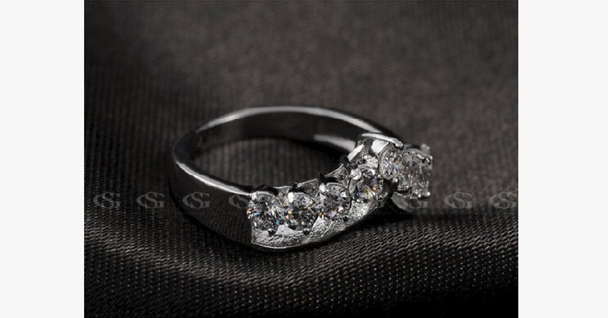 Platinum Plated Heart Curve Ring