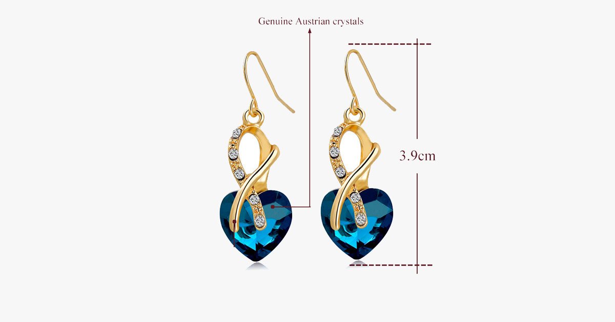 Crystal Gem Heart Necklace Set