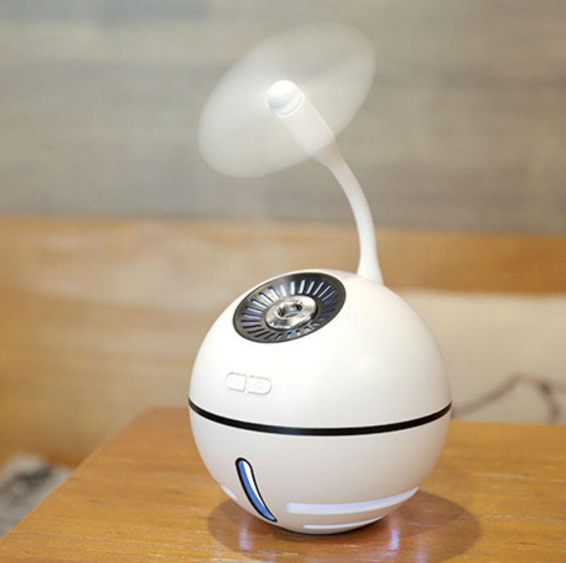 Rechargeable Mini Desk Humidifier With LED, Fan & Night Light, Also Your Power Bank