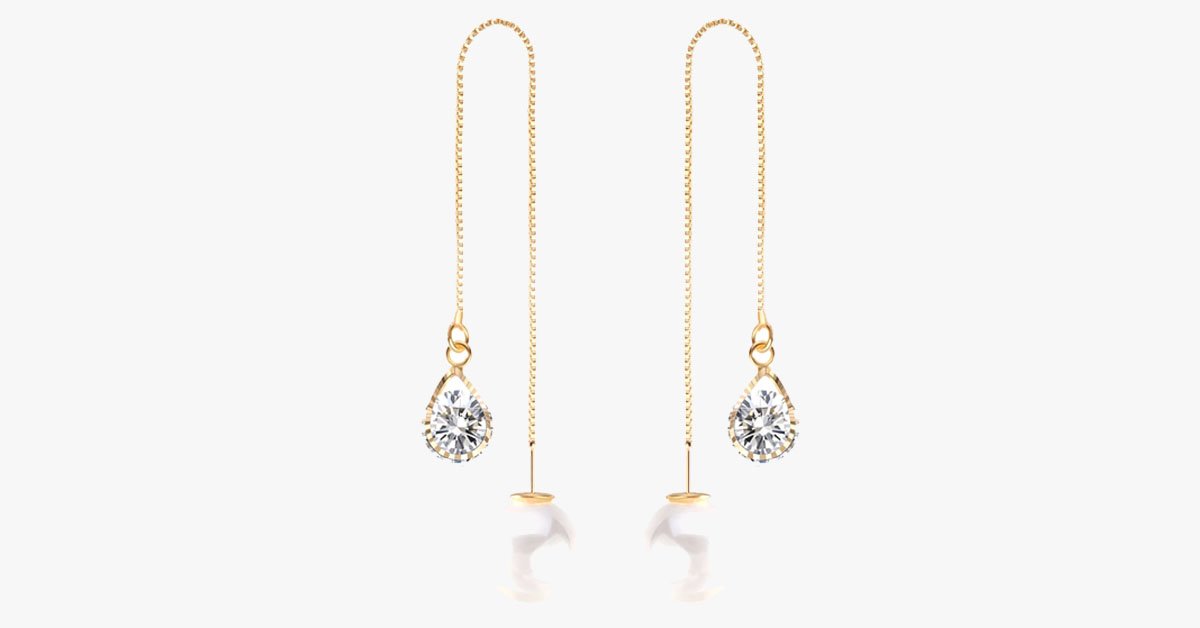 Water Drop Austrian Crystal Long Earrings