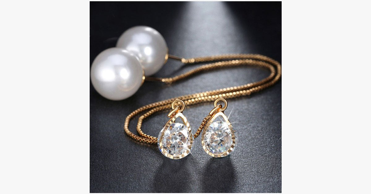 Water Drop Austrian Crystal Long Earrings