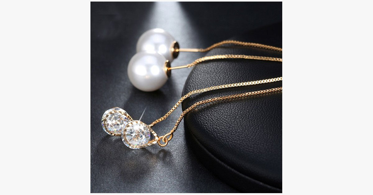 Water Drop Austrian Crystal Long Earrings