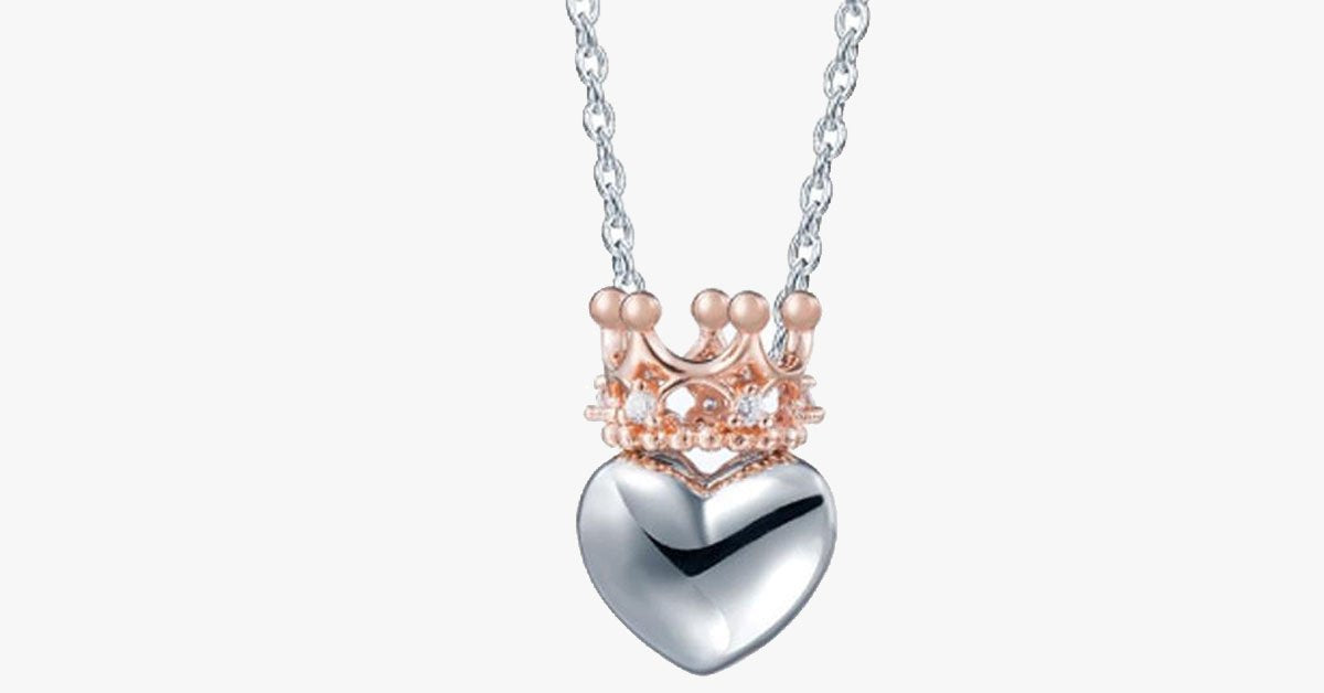 Heart Encrusted Crystal Crown Pendant