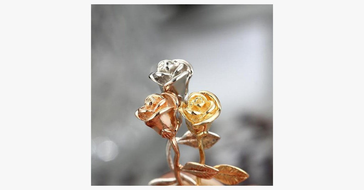 Exquisite Tricolor Rose Flower Pendant