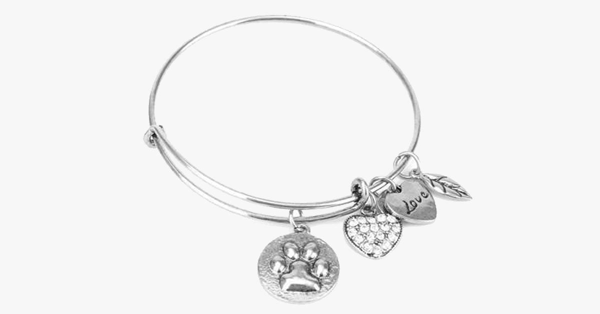 Paw Print Charm Bangle