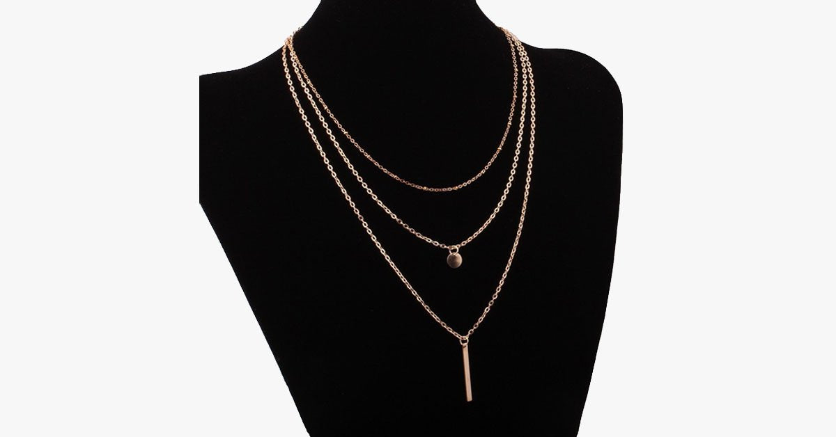 Sequin Pendant Layered Necklace