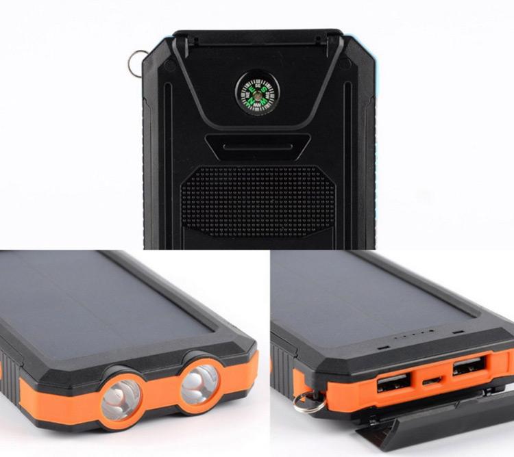 Dual-Port USB Solar Power Bank with Compass and LED Lights - Your First Choice for Adventures