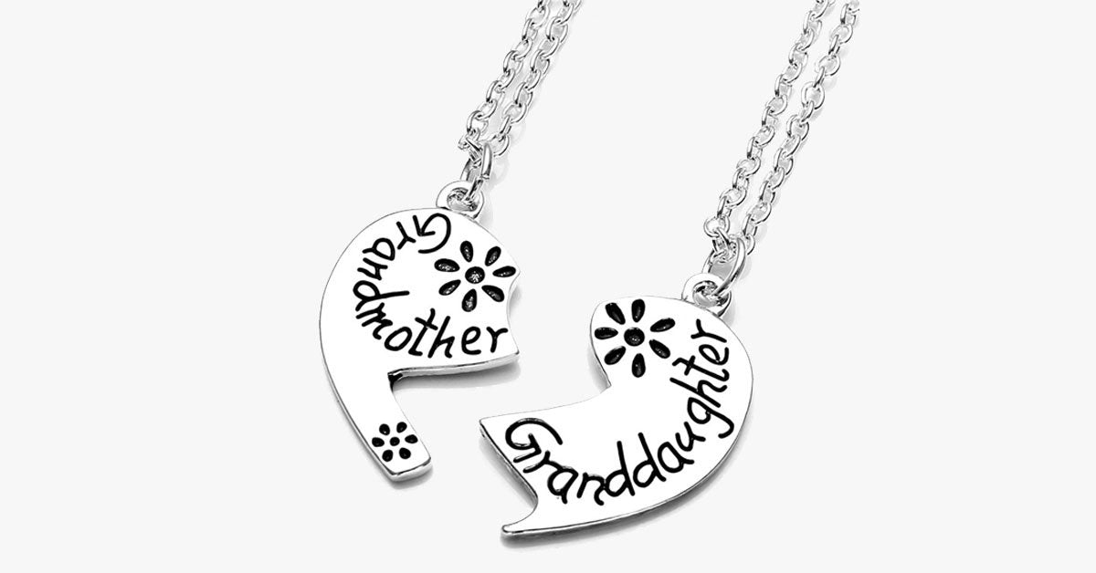 Love Heart Grandmother Granddaughter Pendant Necklace