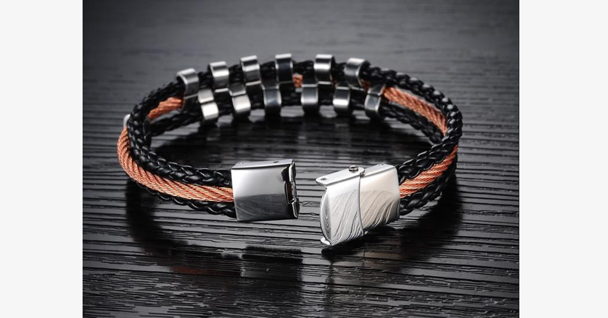 Rough Tracks Stainless Steel Men's Bracelet