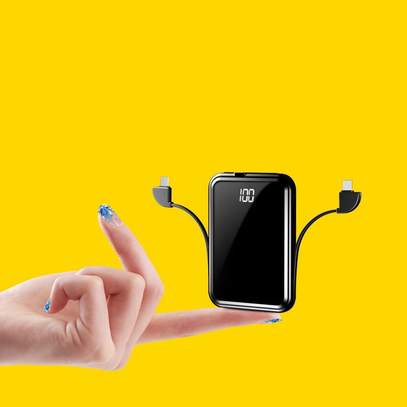 8000mAh Thinner & Lighter Than Ever Power Bank with Concealable Cables