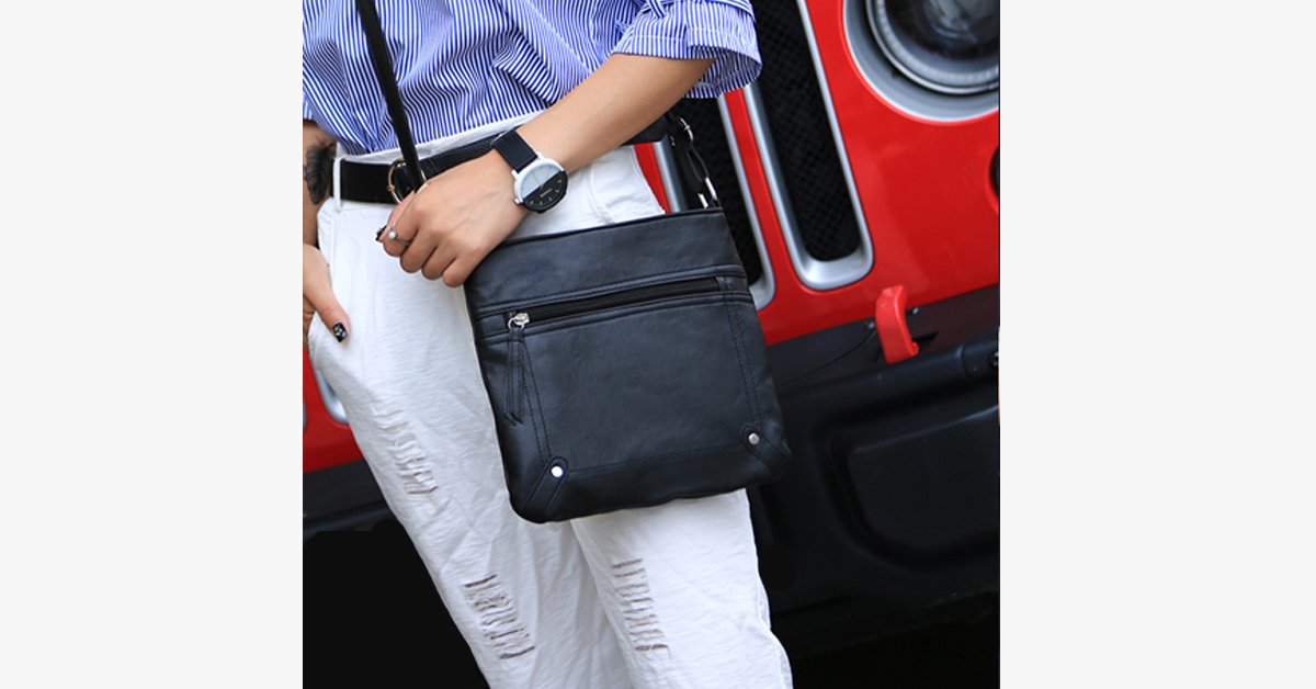 Cross Body Messenger Bag - Made From PU Leather - High Quality - Multi-functional Pockets