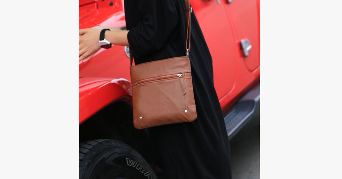 Cross Body Messenger Bag - Made From PU Leather - High Quality - Multi-functional Pockets
