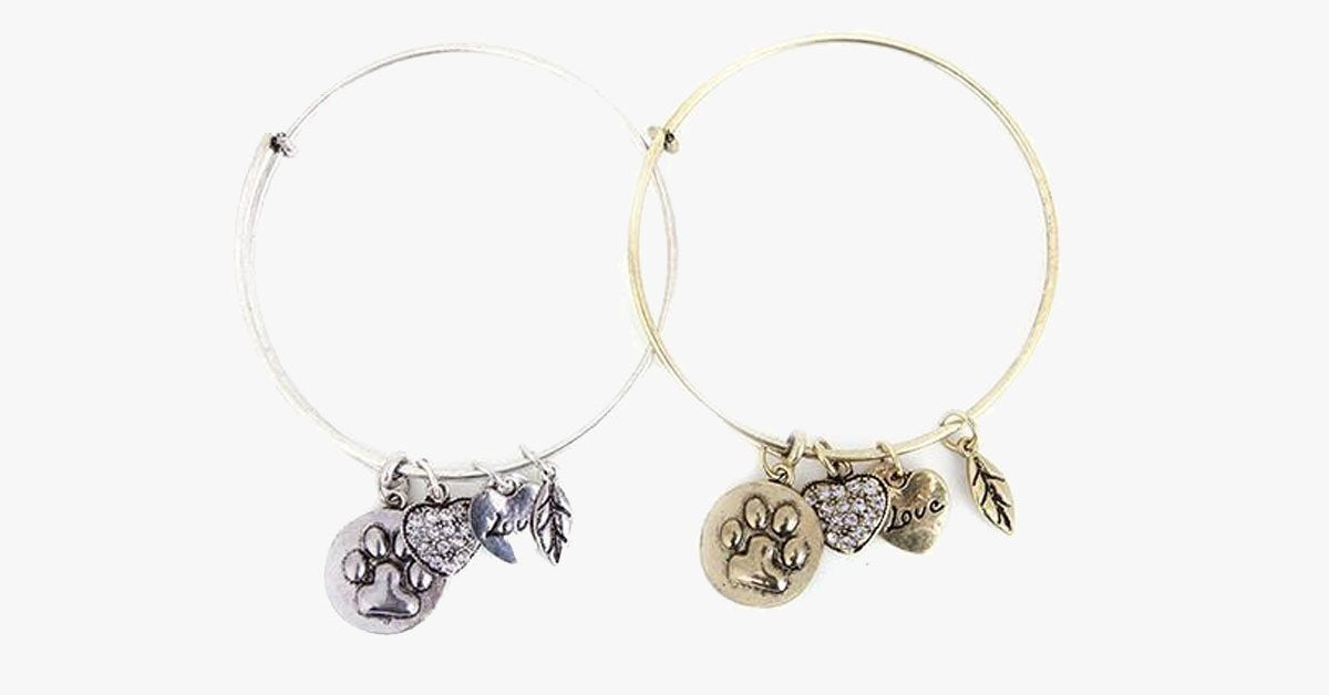 Paw Print Charm Bangle