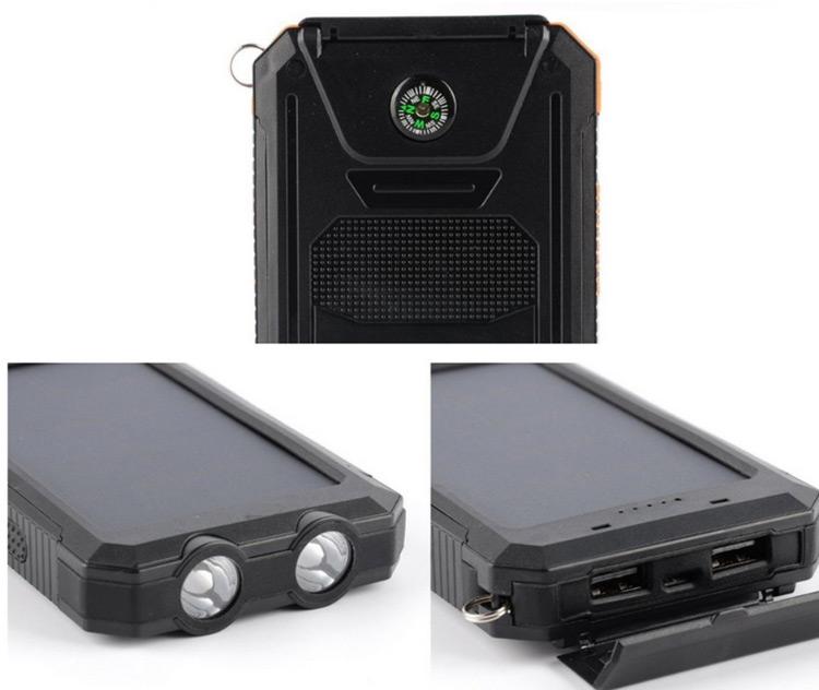 Dual-Port USB Solar Power Bank with Compass and LED Lights - Your First Choice for Adventures