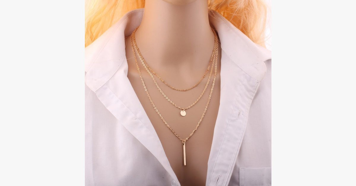 Sequin Pendant Layered Necklace
