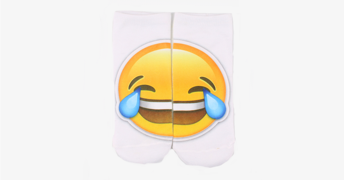 3D Laughing Emoji Fashion One Side Print Cotton Socks
