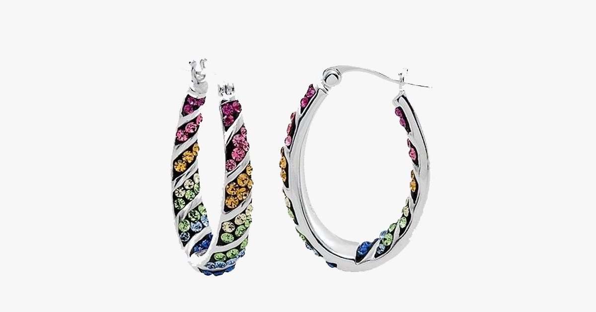 Rainbow Hoop Crystal Earrings