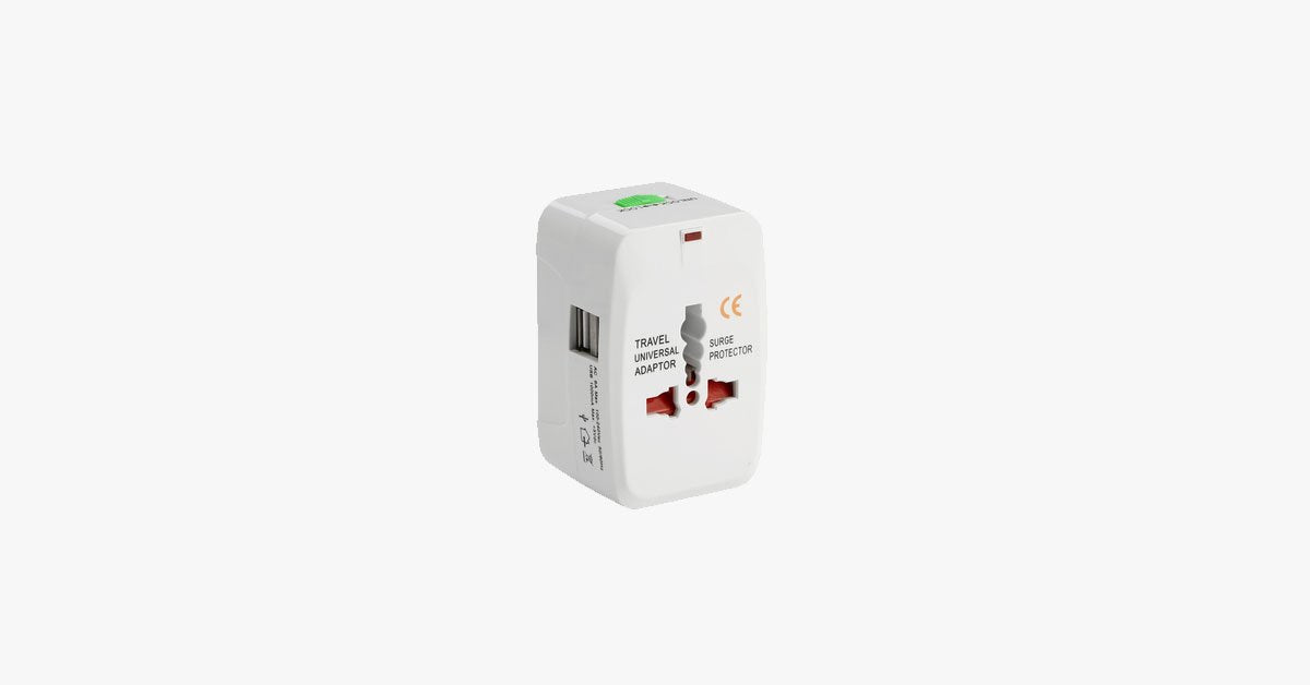 International Plug Adapter - All-In-One CE, RoHS Certified USB Power Plug