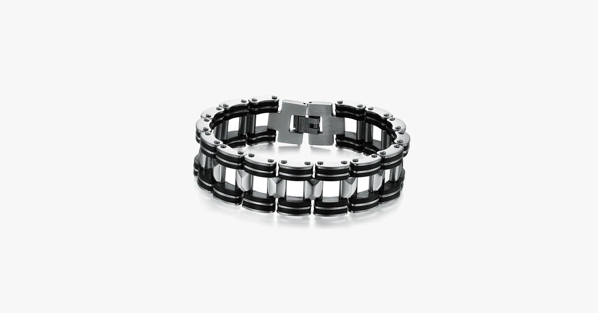Black Strip Stainless Steel Bracelet