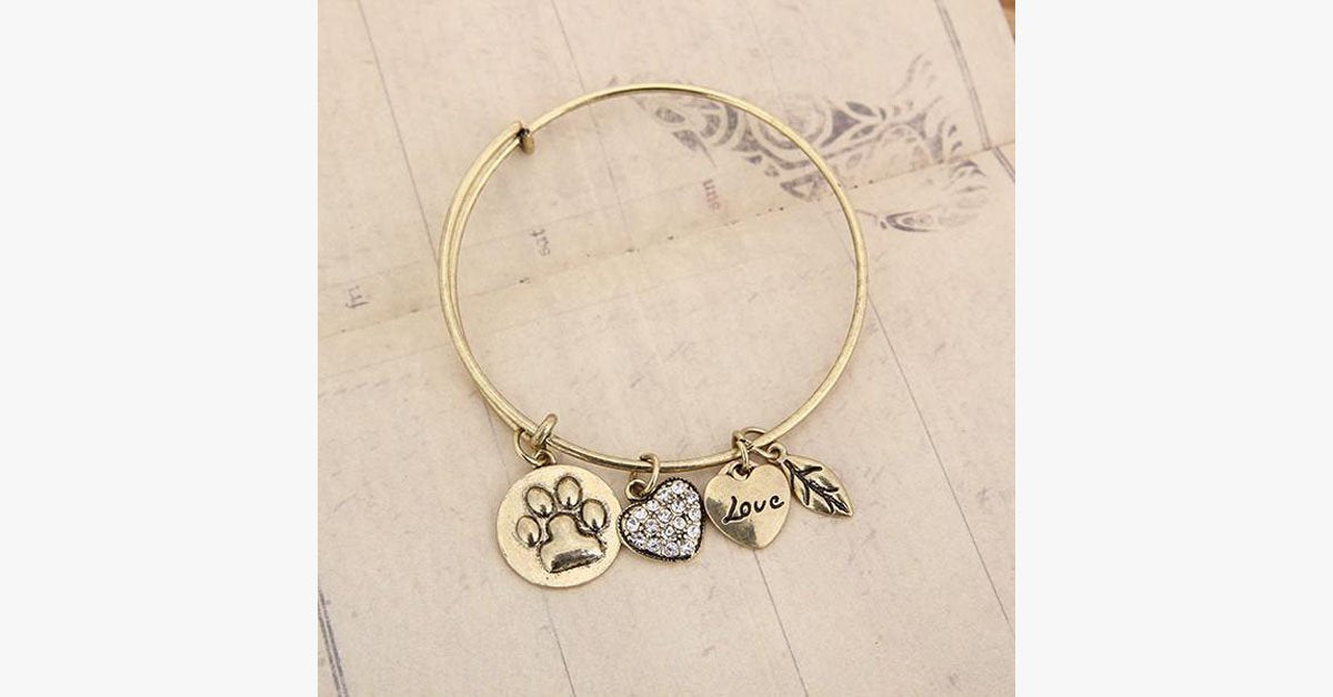 Paw Print Charm Bangle