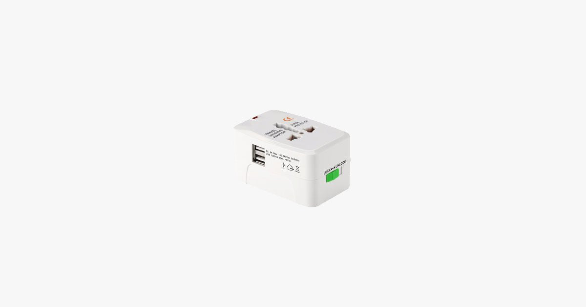 International Plug Adapter - All-In-One CE, RoHS Certified USB Power Plug