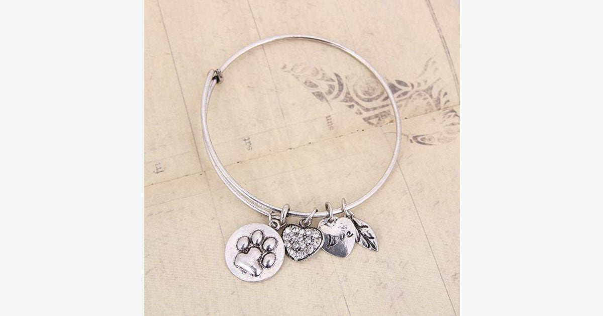 Paw Print Charm Bangle